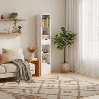 Wyld Haus Kesura White Tall Narrow 6 Tier Bookcase with Drawer & Door