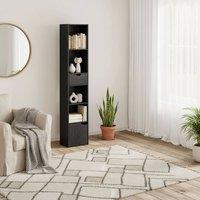 Wyld Haus Nota Black Narrow 6 Tier Bookcase with Drawer & Door
