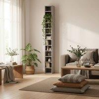 Wyld Haus Loli Cement Grey Tall Narrow Media Storage Tower 204 CD Capacity