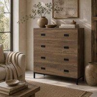 Wyld Haus Paleba Romi 4 Drawer Chest Brown Wood Effect with Steel Frame