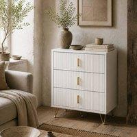 Wyld Haus Tempette White & Gold 3 Drawer Ribbed Chest