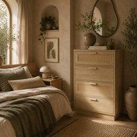 Wyld Haus Reredito 4 Drawer Chest with Rattan Panelled Fronts in Natural