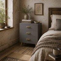 Wyld Haus Momase Tall 3 Drawer Dresser Dark Grey with Gold Tone Handles