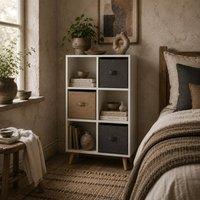 Wyld Haus Nadiro 6 Cube White Storage Unit with 3 Fabric Drawers