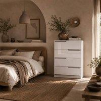 Wyld Haus Valudi High Gloss White 4 Drawer Chest with Gloss Front Panels