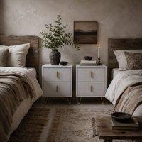 Wyld Haus Nehana Set of 2 White & Gold Tone 2 Drawer Bedside Chests