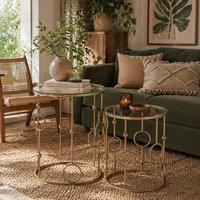 Wyld Haus Basu Gold Metal & Tempered Glass Nesting Tables Set of 2