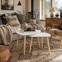 Wyld Haus Nolura Wood White Nesting Side Tables Set of 2 Solid Pine Legs