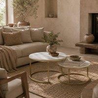 Wyld Haus Dividi Set of 2 Round Nesting Side Tables White & Gold Tone