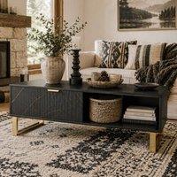Wyld Haus Neva Black Marble Effect Coffee Table with Integrated Storage