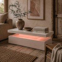 Wyld Haus Lomoyo High Gloss White LED Coffee Table with RGB Lighting & Storage