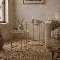 Wyld Haus Rosa Gold Tone Set of 2 Elliptical Cut Out Nesting Tables