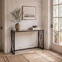 Wyld Haus Toli 120cm Industrial Console Table Grey Top Black Metal Frame