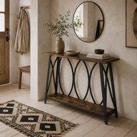 Wyld Haus Raneve Rustic Brown 2 Tier Industrial Console Table 120 x 30 x 80 cm