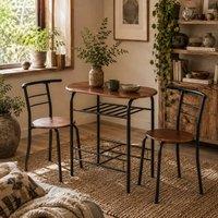 Wyld Haus Vidiba 3 Piece Compact Dining Set Natural Wood Effect & Black Metal