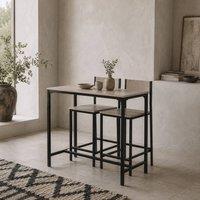 Wyld Haus Noro 3 Piece Industrial Breakfast Bar Set Natural Wood & Black