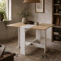 Wyld Haus Elma Oak & White Drop Leaf Dining Table Seats 4 - 6