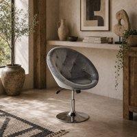 Wyld Haus Grey Velvet Feel Adjustable Swivel Vanity Stool with Tufted Seat
