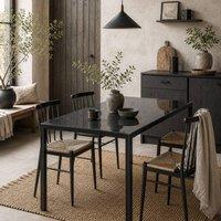 Wyld Haus Tasefi 120cm Black Rectangular Tempered Glass Dining Table 4 Seater