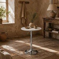 Wyld Haus Nisapa Adjustable White Round Bar Table with Swivel Top & Steel Base