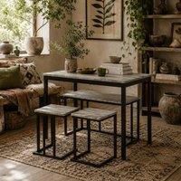 Wyld Haus Lura Rika 6 Piece Grey Bar Dining Set 2 Tables with 4 Stools
