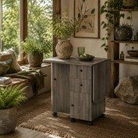 Wyld Haus Todiralo Grey Drop Leaf Dining Table with Built In Storage for 6
