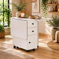 Wyld Haus Zibsa White Drop Leaf Dining Table with Storage Seats 4 6