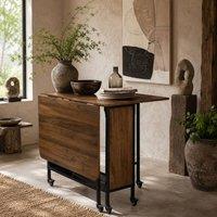 Wyld Haus Suzito Drop Leaf Dining Table Light Brown & Black Seats 6