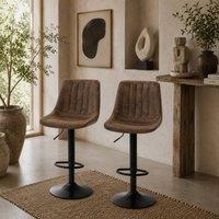 Wyld Haus Rafava Faux Leather Brown Adjustable Breakfast Bar Stools Set of 2