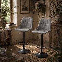 Wyld Haus Doneha Faux Leather Adjustable Breakfast Bar Stools Set of 2 Grey