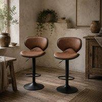 Wyld Haus Bama Microfiber Adjustable Swivel Bar Stools Set of 2 Brown Armless