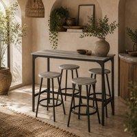 Wyld Haus Finani 5 Piece Grey & Black Industrial Bar Table & Stool Set