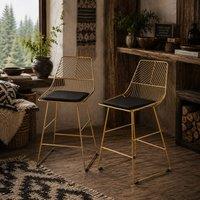 Wyld Haus Sunira Gold Wire Frame Counter Bar Stools Set of 2