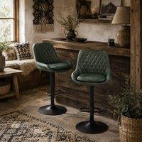 Wyld Haus Milosu Green Adjustable Retro Bar Stools Set of 2 with Swivel Seats