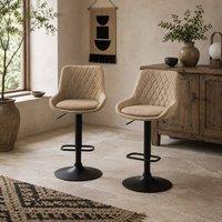 Wyld Haus Nihano Light Khaki Faux Leather Adjustable Retro Bar Stools Set of 2