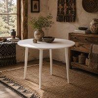 Wyld Haus Zinise White Wood Grain Round Folding Dining Table Seats 4