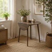 Wyld Haus Harapa Grey Wood Grain Round Drop Leaf Dining Table Seats 4