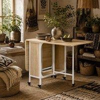 Wyld Haus Suni Reta drop leaf dining table natural wood & white seats 6