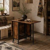 Wyld Haus Nilanana Rustic Brown & Black Drop Leaf Dining Table Seats 6
