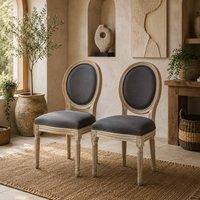Wyld Haus Brazzi Set of 2 Grey French Style Solid Wood Dining Chairs