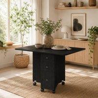 Wyld Haus Distressed Black Drop Leaf Dining Table with Storage Seats 4 - 6