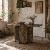 Wyld Haus Lasado Rustic Brown Drop Leaf Dining Table with Storage Seats 6