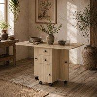Wyld Haus Tofaba Wood Effect Drop Leaf Dining Table with Storage in Natural