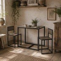 Wyld Haus Zikeba Grey Wood Effect Compact Dining Table & 2 Stool Set