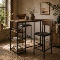 Wyld Haus Vita 3 Piece Compact Bar Table Set Rustic Brown & Black