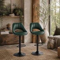 Wyld Haus Nimba Set of 2 Dark Green Faux Leather Adjustable Counter Bar Stools