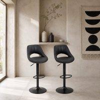 Wyld Haus Nadi Set of 2 Black Faux Leather Bar Stools with Padded Seats