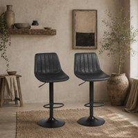 Wyld Haus Nalo Set of 2 Black Leathaire Tub Style Bar Stools