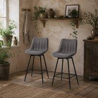 Wyld Haus Pahara Set of 2 Grey Faux Leather Swivel Bar Stools