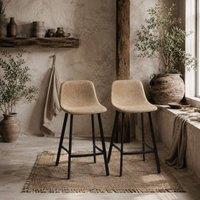 Wyld Haus Panato Set of 2 Light Brown Faux Leather Bar Stools